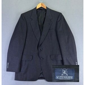 Kuppenheimer Blazer Jacket Mens 40 Long Charcoal Grey Wool USA Made Vintage
